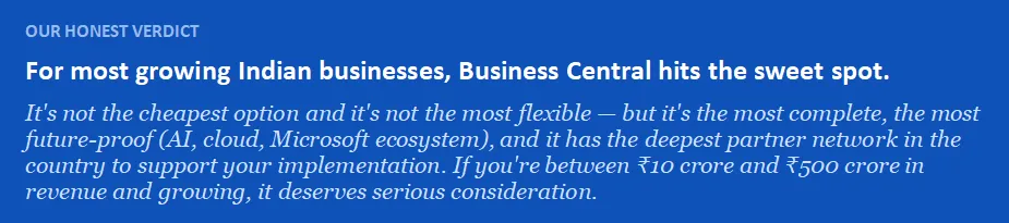 Honest verdict on Business Central for growing Indian businesses
